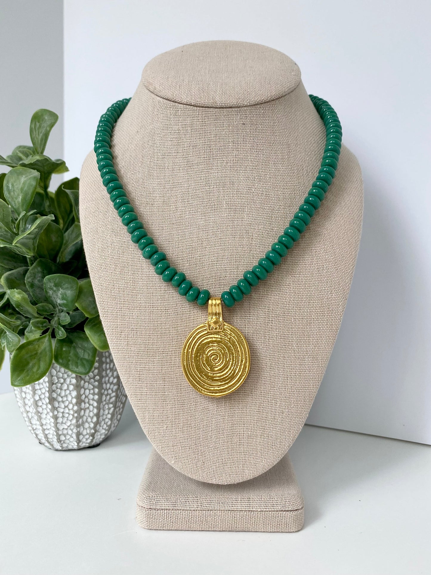 Turtle Green Rondelle Necklace